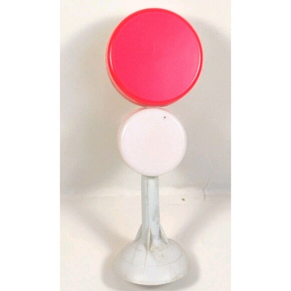 Vintage Red Clown Baby Rattle Teether Toy 7" Suction Cup Green Necktie Highchair - Picture 3 of 4